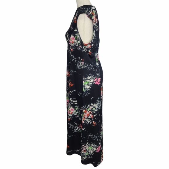 VINTAGE‎ 60s/70s dress black floral sleeveless midi  M - Picture 3 of 13